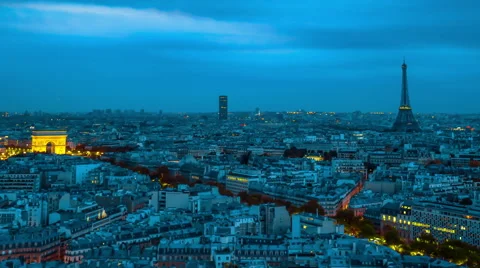 Day to night Time Lapse of world famous Eiffel Tower 스톡 동영상 61721121