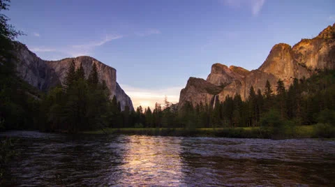 Day to Night Time Lapse of Yosemite Valley Video stock 24976633