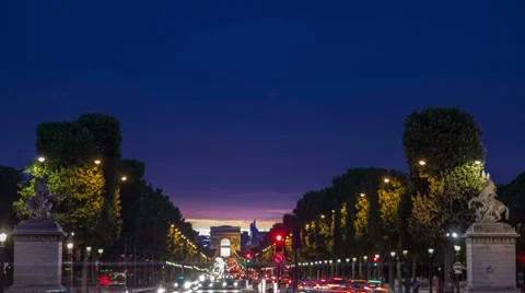 Day-to-night timelapse of arc de triomphe in Paris, France Stock Footage 27416504