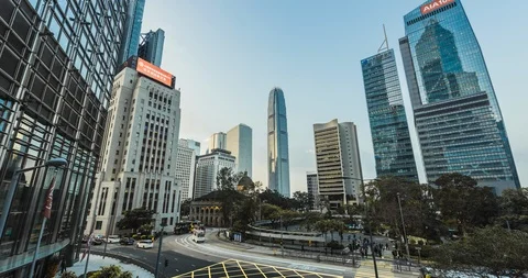 Day-to-night timelapse Central of Hong Kong Stock Footage 125388680