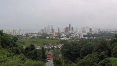 Day To Night Timelapse, City View from Mountain, George Town, Penang, Malaysia Stock Footage 325566923