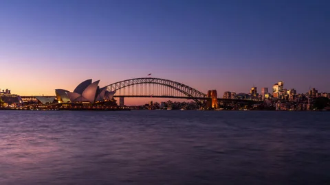 Day to night timelapse clip of Sydney Harbour in Australia Stock Footage 337225515