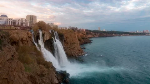 Day to night timelapse of Lower Duden Waterfalls in Antalya, Turkey. The Duden Stock-Footage 211864966