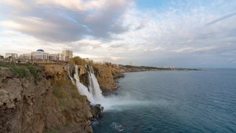 Day to night timelapse of Lower Duden Waterfalls in Antalya, Turkey. The Duden Stock Footage 211867726
