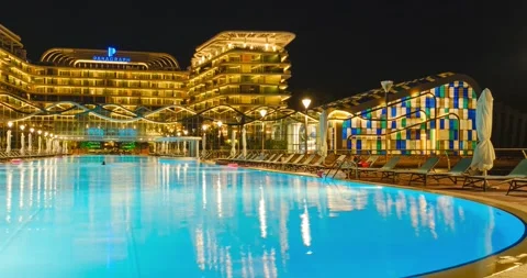 Day to night timelapse of Modern hotel Paragraph Stock-Footage 147119938