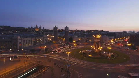 Day to night timelapse of Placa Espanya in Barcelona, Spain Stock Footage 156447836