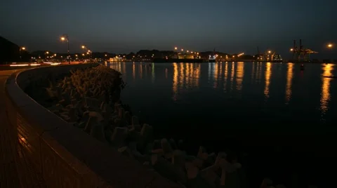 Day to Night Timelapse of Port Sultan Qaboos in Muscat Stock Footage 44721952