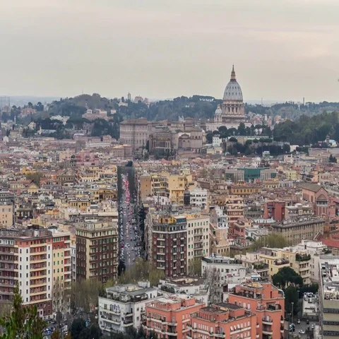 Day to night timelapse of Rome with car traffic and Saint Peter's Dome 스톡 동영상 69544565