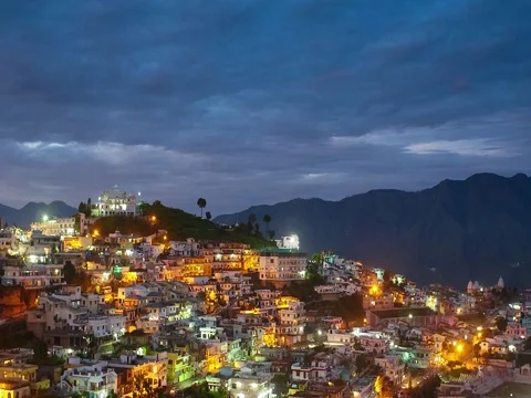 Day-to-Night timelapse at a small town in the mountains Stock Footage 82645096