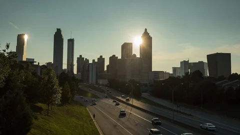 Day to night timelapse of the sunset over the Atlanta skyline on a Stock Footage 113861201