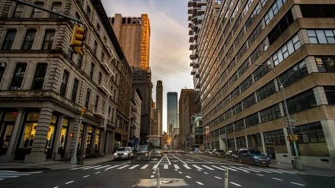 Day to Night Timelapse Sunset Rush Hour Traffic on Church Street in TriBeCa 库存影片 125272446