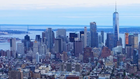 Day to night timelapse towards Lower Manhattan 4K Stock Footage 116055859
