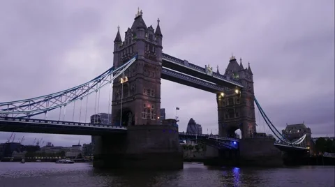 Day to Night Timelapse of Tower Bridge at dusk ,London United Kingdom Stock Footage 64897791