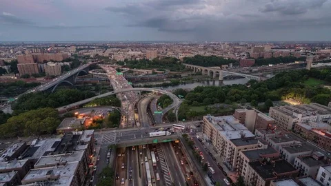 Day to night timelapse transition Washington Heights NYC Video stock 82884089