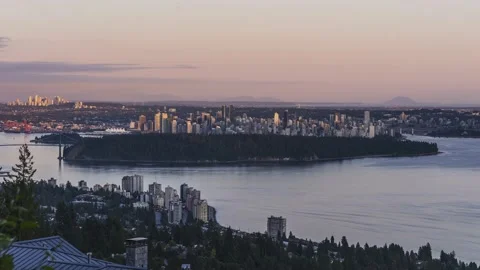 Day to Night timelapse of Vancouver, BC, Canada - Downtown, Stanley Park Stock Footage