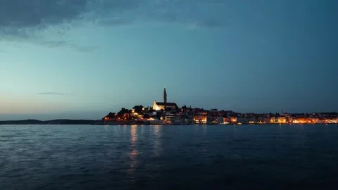 Day to Night Timelapse/Hyperlapse Rovinj City 8K Stock Footage 282437625