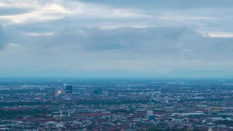 Day to Night Transition Over Munich Cityscape - Autumn View Stock Footage 261819780
