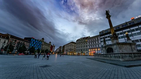 Day to night transition Time-lapse of Brno in the Czech Republic Video stock 122698835