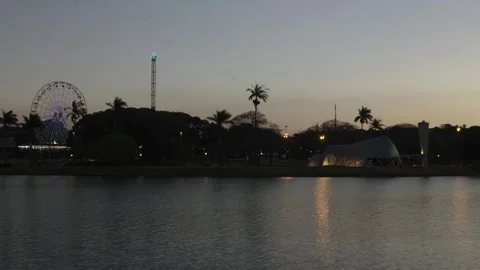 Day to night transition time lapse from Pampulha lagoon, a very popular place fo Stock-Footage 137660973