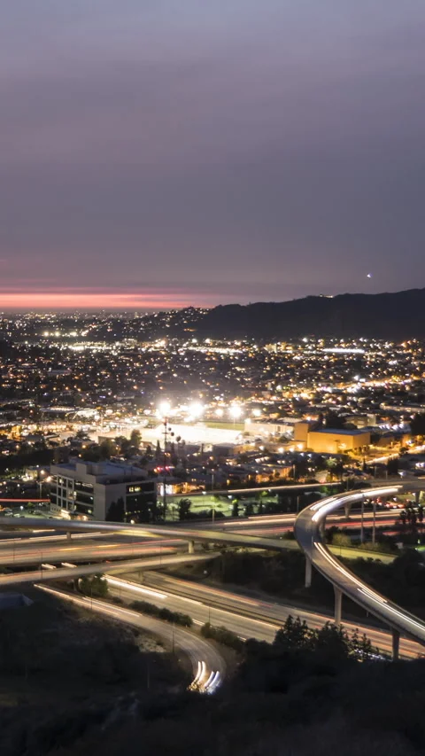 Day to night vertical time lapse of the Ventura 134 Freeway Stock Footage 276776886