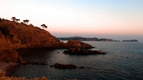 Day to Night video of cliffs at majorca Video stock 90569591