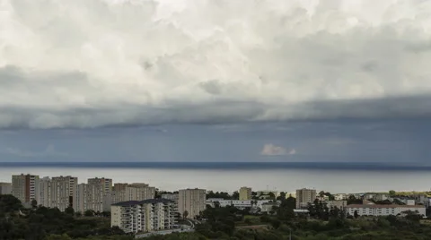 Day to night view of apartment buildings of Bastia time-lapse Stock Footage