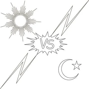 Day night vs sun moon star, concept  opposition good evil Stock Illustration