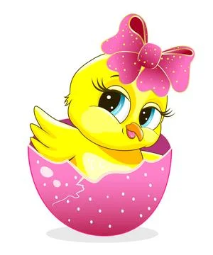 A day-old chick with a bow on its head Ilustração Stock