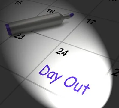 Day out calendar displays excursion trip or visiting Stock Illustration