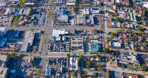 Day Overhead Streets Traffic High and Wide Aerial Time Lapse (Hyper Lapse) Stock Footage 128995947