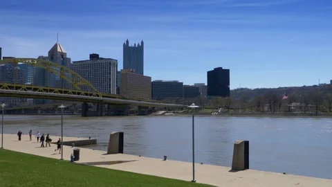 Day Panning Establishing Shot Pittsburgh Skyline Stock Footage