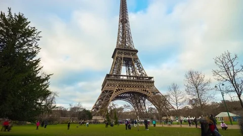 Day paris monument eiffel tower park panorama 4k time lapse france Stock Footage 74716738