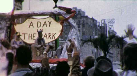 DAY IN THE PARK Mardi Gras Float 1959 (Vintage Film Home Movie) 4032 Stock Footage 11939663