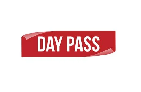 Day Pass red ribbon label banner. Open available now sign or Day Pass tag. Stock Illustration