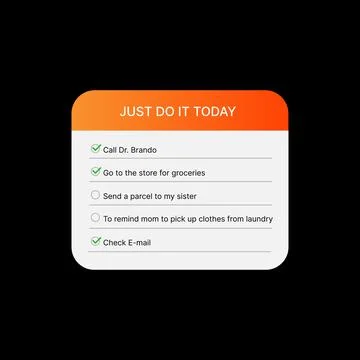 Day Planner Widget UI Concept on Black Background. Social Media. Just Do It Stock Illustration