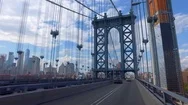 Day Pov Shot Driving On The Manhattan Bridge Towards Nyc Stock Footage