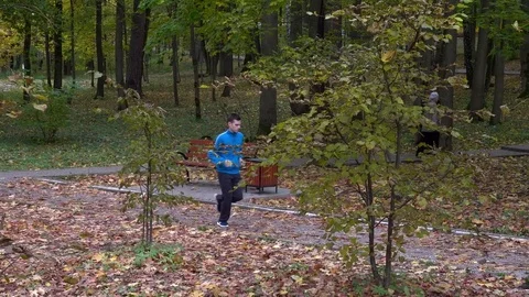 Day run in the park of two people Stock Footage 81137762