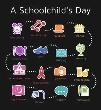 A Day Of A Schoolchild Stock Illustration