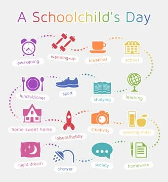 A Day Of A Schoolchild Stock Illustration