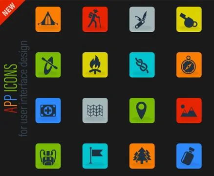 Day of scouts icon set Stock Illustration