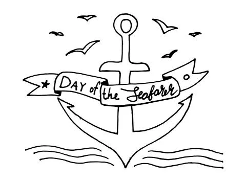 Day of the seafarer, text design. Vector calligraphy. Stock Illustration