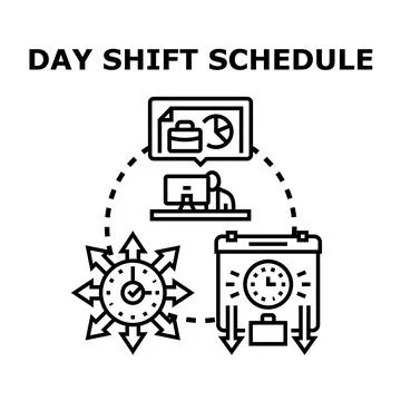 Day shift schedule planning and management concept Ilustración de archivo