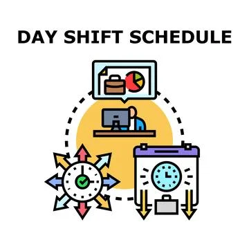Day shift schedule planning and management concept Stock Illustration