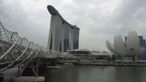 Day Shot of ArtScience Museum and Bay, Singapore Stock Footage 166753979