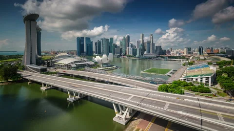 Day sky panoramic view on singapure center 4k time lapse Stock Footage 46553355