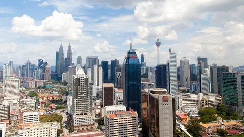 Day skyline time-lapse of Kuala Lumpur. pan up Stock Footage 123427315
