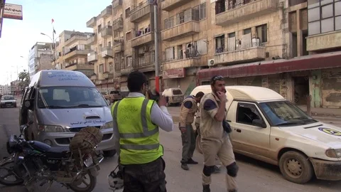Day of the Syrian opposition control of Idlib, White Helmets Stock Footage 113676132