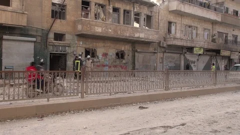 The day the Syrian opposition controls Idlib, the white helmets Stock Footage 113676242