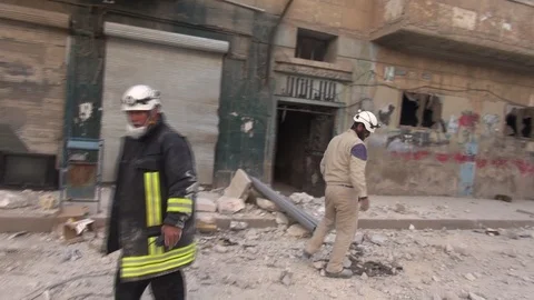 The day the Syrian opposition controls Idlib, the white helmets 스톡 동영상 113676326