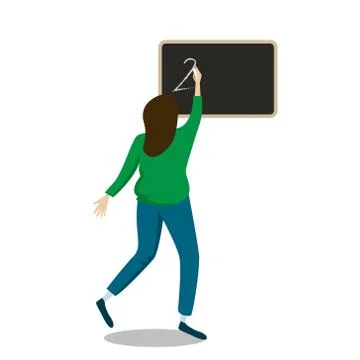 Day of the teacher, the student writes the message to the teacher on the Stock Illustration
